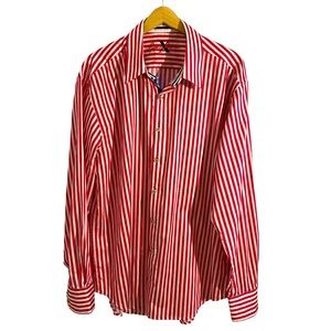 Robert Graham X Men’s Pink & White Stripes Button Down Shirt, Size 2XL